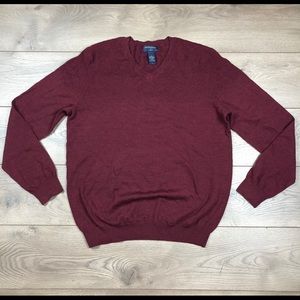 Banana Republic Merino Wool V-Veck Sweater Maroon